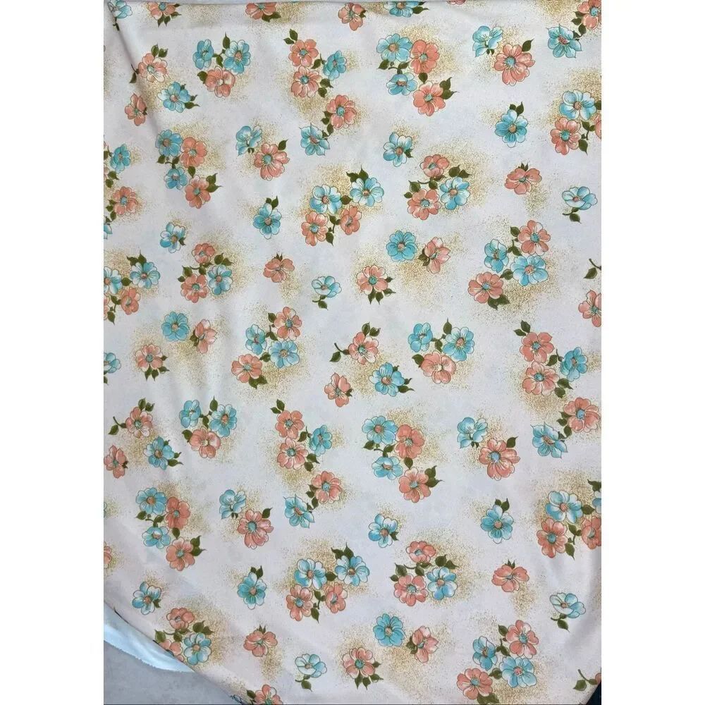 Vintage 1970s Polyester Knit Fabric 60x120” Mod MCM Groovy Flower Power